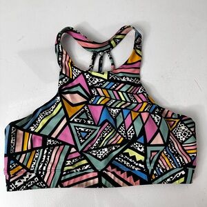 Colorful Geometric Print Sports Bra